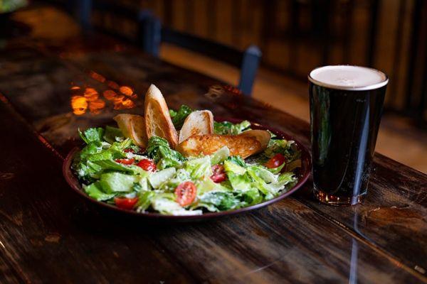 "If Caesar was Norsemen" salad paired with a hand crafted beer.