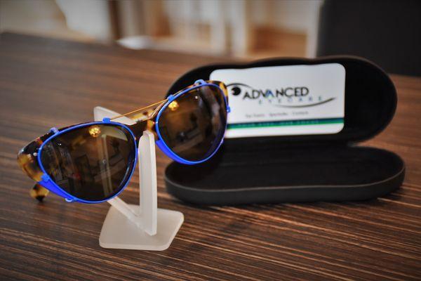 One of our Custom sun clips - Any shape-any size-any color... only at Advanced Eyecare.
                   Your Eyes, Our Focus