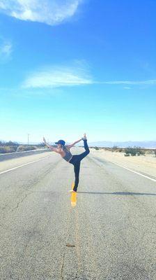 #yogaeverywhere  Owner Kim Funkey busting out Natarajasana, Dancers pose