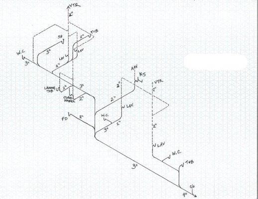 New house Isometric plumbing drawing