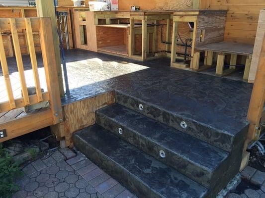 Texture stamped stairs and upper deck