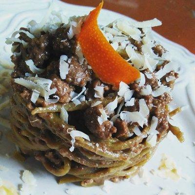 Linguine with lamb ragout.