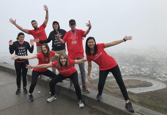 Team FDFAC at the top of Twin Peaks with our #VirginSport Gear.