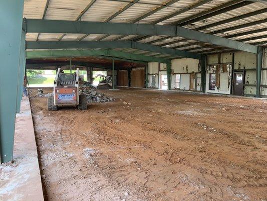 Removing interior slab of old fire station. Prepping for new slab for Still Fire Brewery in Suwanee.