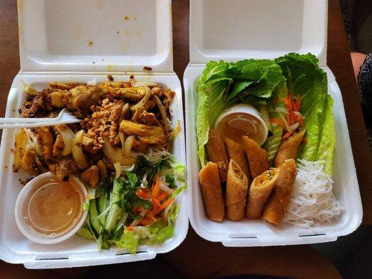 Lemongrass chicken Vermicelli(rice noodles) and Spring Rolls