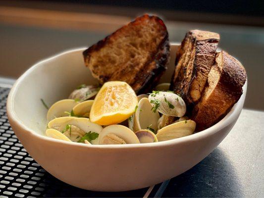 Roasted little neck clams. Photo by Oanh McClure.