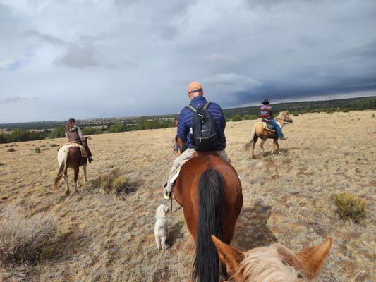 Brother riding ahead of me.