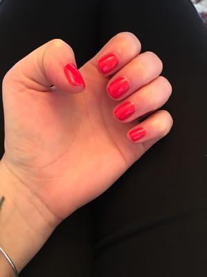 Great manicure and good color selection (OPI Cajun Shrimp)