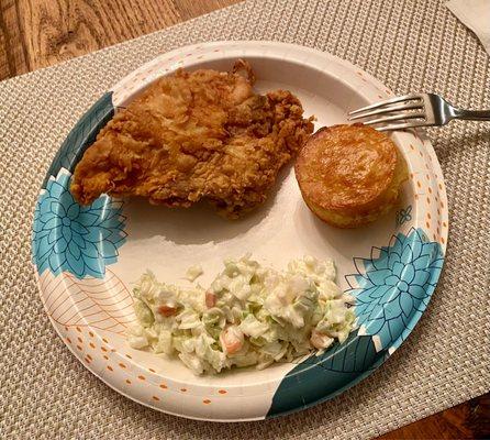 Breast, Biscuit and Cole Slaw.  Beeelllchhh!!