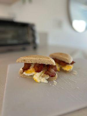 The best English Muffins. Super dense and chewy, not your typical store bought version.