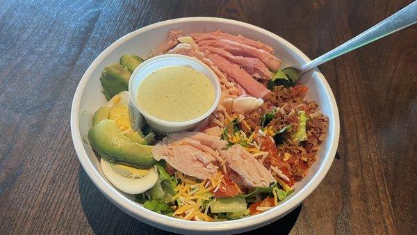 Chef salad with jalapeño cilantro ranch dressing