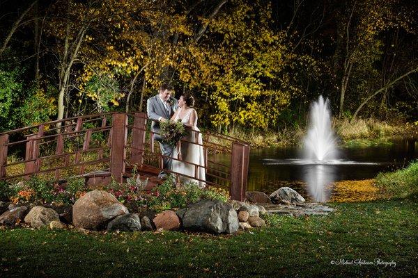 Pretty light painted wedding photo created at the Minnesota Horse & Hunt Club.