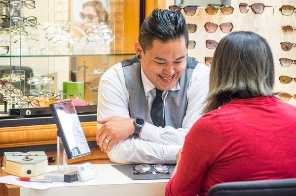 James will always help you find your perfect glasses that fit your needs.