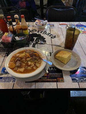 Beef stew cornbread