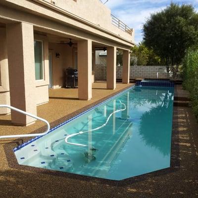 Another beautiful Pebble Stone Coatings pool. Apache with Flint border. . Visit our website for more information www.pebblest...