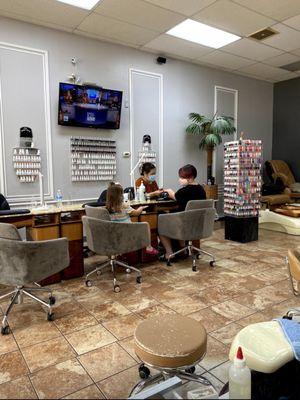 Some of the shop and my oldest getting their nails done.