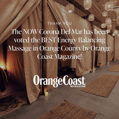 Voted the BEST Energy Balancing Massage in Orange County by Orange Coast Magazine!