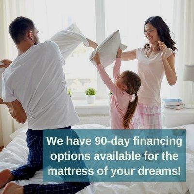 We offer no-credit-needed financing and if approved, you'll have 12 months to pay for your new mattress. Apply online now! https://goto.sc/7