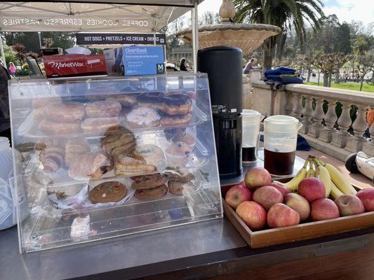 Baked pastries and fruit at the Spreckels Music Concourse stand