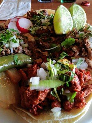 Al pastor, Asada, Carnitas, and Barbacoa tacos!