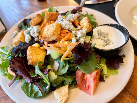 Side salad with blue cheese dressing