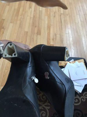 How much to repair heels are reattach tongue left side to keep tongue centered?