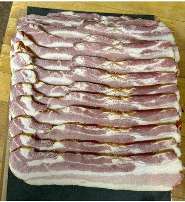 Hand sliced slab bacon