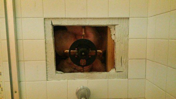 At Nick's Quick Fix we take pride in what we do! this is a shower valve installation.