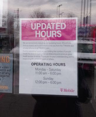 T-Mobile Hours for April 2020