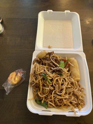 Leftovers from beef lo mein lunch special!