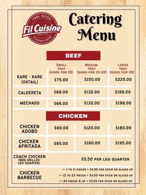 Catering Menu Beef and Chicken