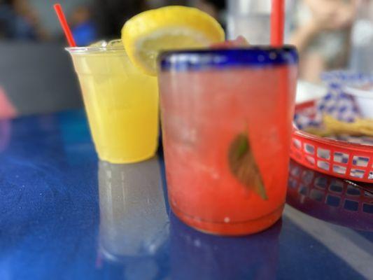 Margarita and strawberry mojito