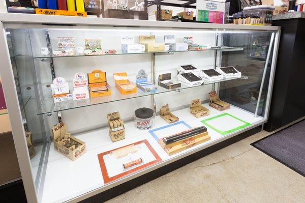 Joint rolling papers at Mart Mary cannabis store near Tacoma, WA.