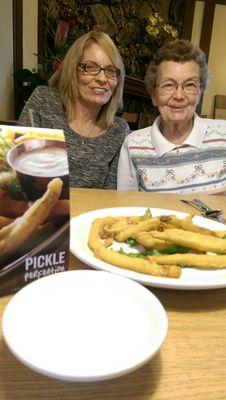 Fried pickles before our all-you-can-eat walleye dinners.