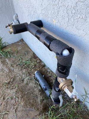 New pvc pipe and water regulator and insulation