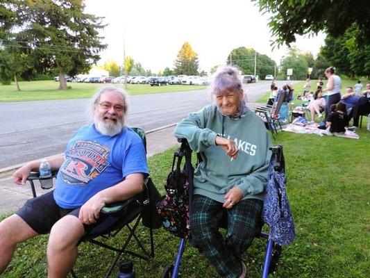 Residents of Mount View watching a band.