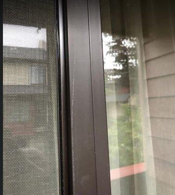 They installed windows with scratch marks.