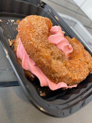 Apple cider donut  with strawberry  ice cream