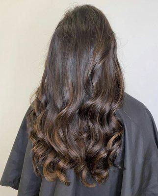 Long brown Hair with Itips Extensions