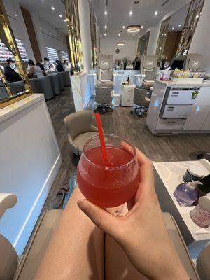 Cocktail and pedicure