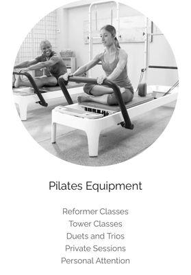 Pilates Reformer and Pilates Tower sessions.