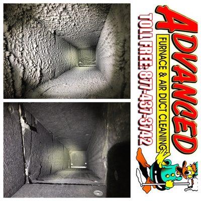 Before and after photo of insulated ductwork we completed. 1-877-437-3742