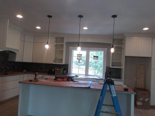 Pendant lights in kitchen remodel