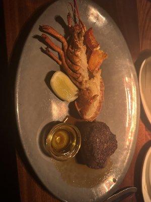 Barrel cut filet and 1/2 Maine lobster