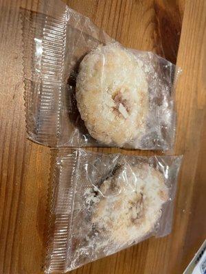 Coconut shortbread Cookes come individually wrapped.