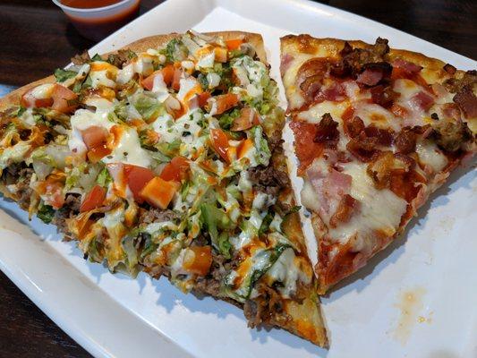 Taco Pizza & Meat Lovers Pizza. Awesome Portions, Even Awesomer Taste  super yummy!