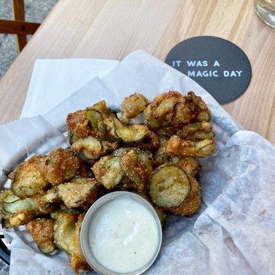 Daily special, fried pickles in hush puppy batter! So yummy