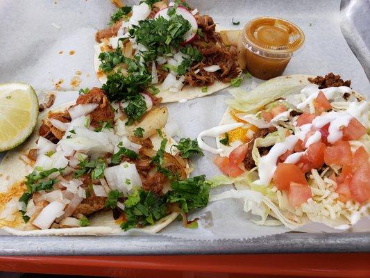 Barbacoa, Carnitas, and Picadillo Tacos