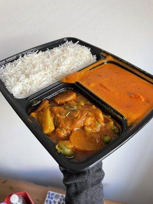 $13.95 Lunch Chicken Box: Chicken Tikka Masala, Mix Vegetable Curry