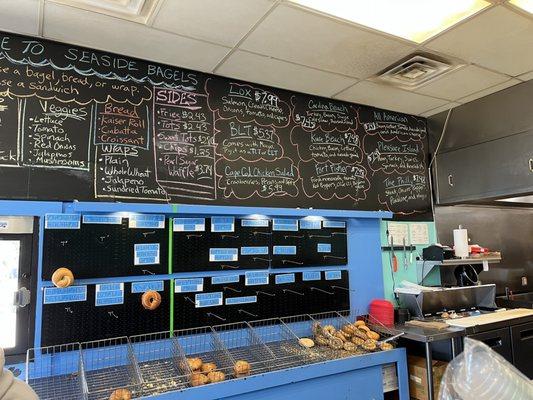 Menu and bagels they have that day